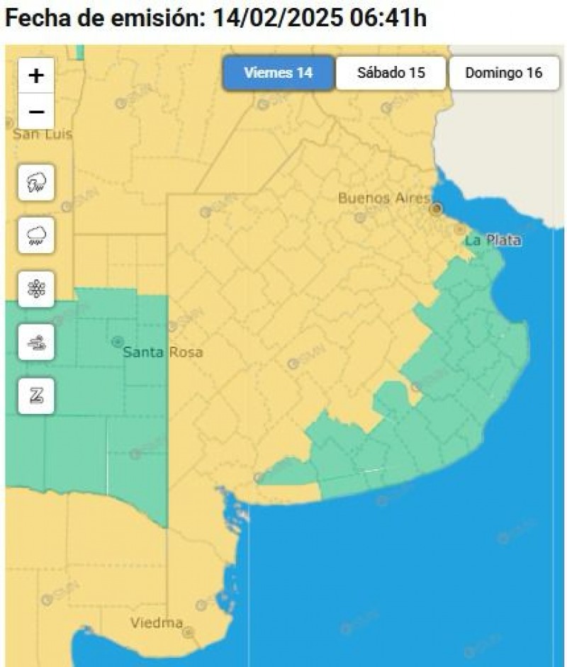 Rige una alerta amarilla por tormenta para este viernes